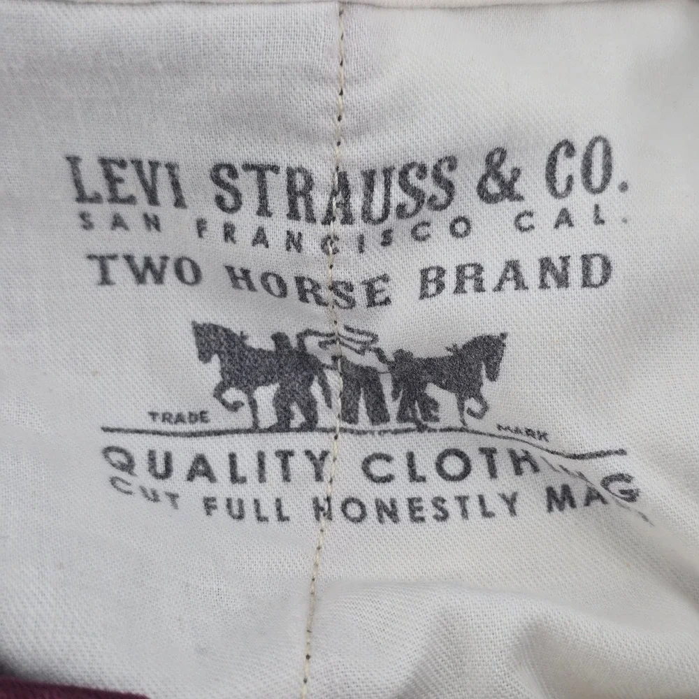 Levis Chino Pants Mens 32x27 Burgundy Straight Leg Cotton Twill Casual Trousers